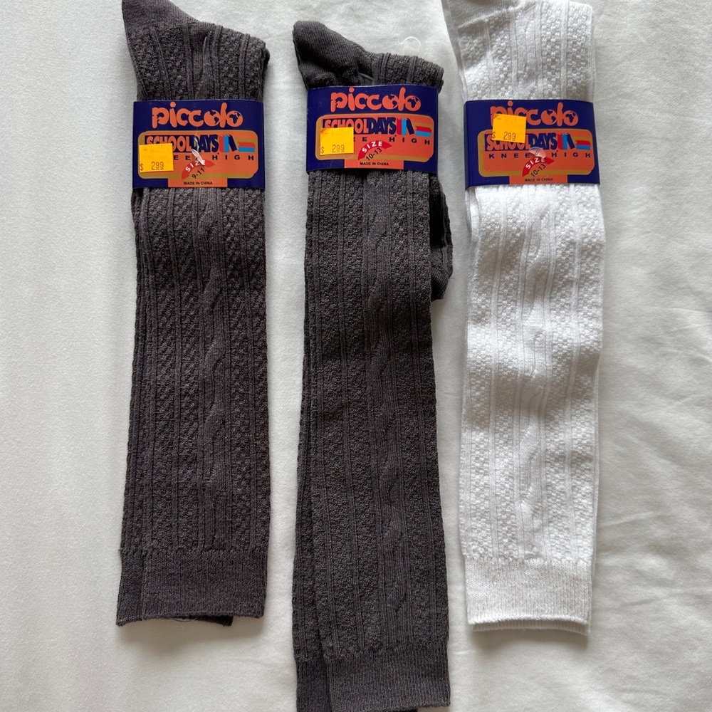 Black and Gray Crew Length Hosiery Socks